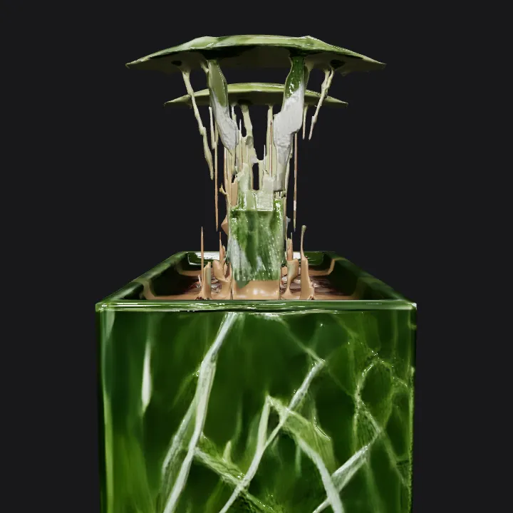 Close-up of green grass blades. sharp edges, complex geometry.