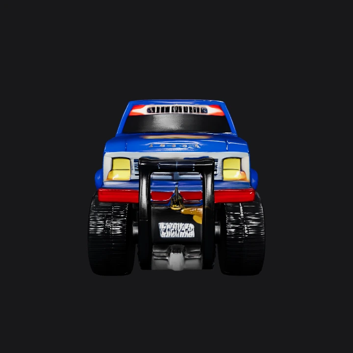 toy off-road truck model. sharp edges, complex geometry, symmetric geometry.