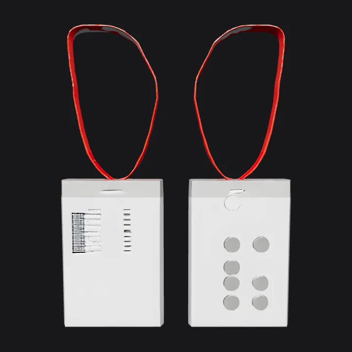 rectangular electronic device with buttons and switch. smooth edges, simple geometry, symmetric geometry.