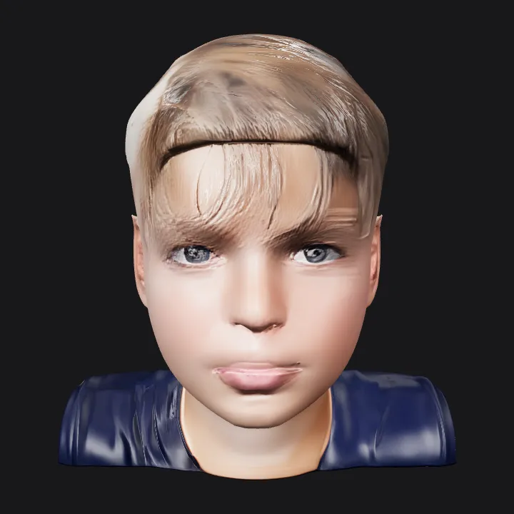 adult male with short, light hair. smooth edges, complex geometry, character, symmetric geometry.