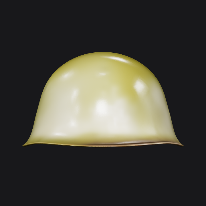 Military helmet, olive green. smooth edges, simple geometry, symmetric geometry.