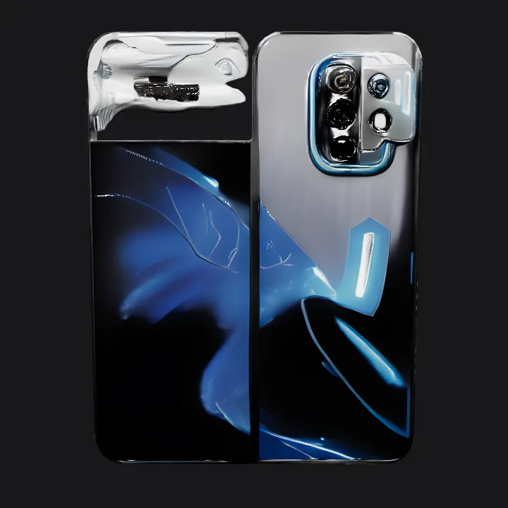 Futuristic smartphone with glowing accents. sharp edges, smooth edges, complex geometry, game-ready, symmetric geometry.