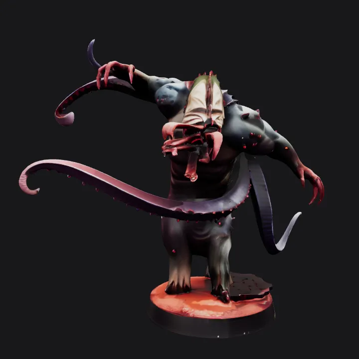 Mutant humanoid monster with tentacles. sharp edges, complex geometry, game-ready.