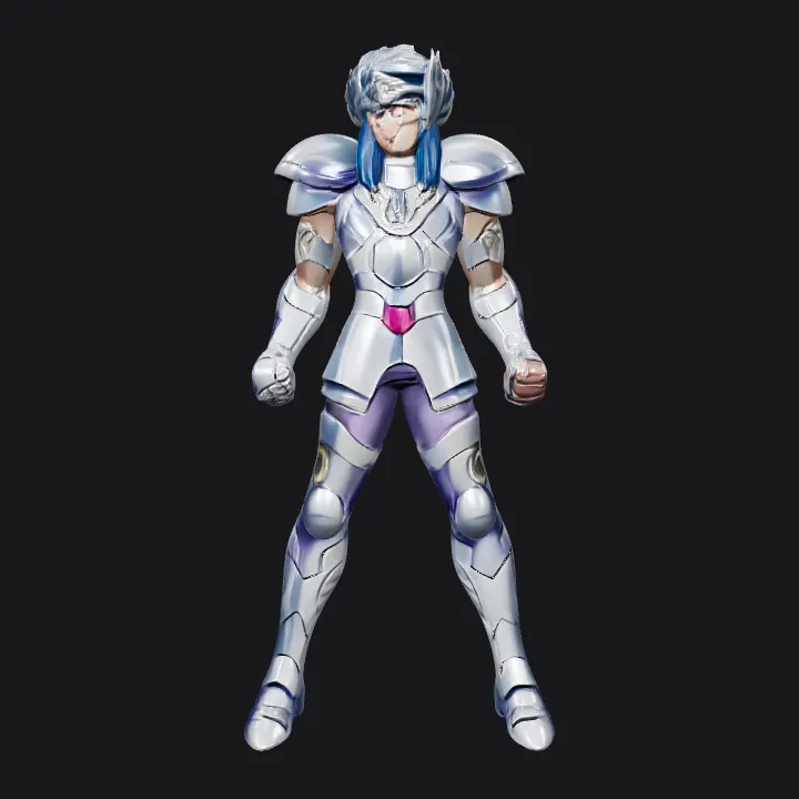 Armored heroic character in combat pose. sharp edges, complex geometry, game-ready, character, symmetric geometry.