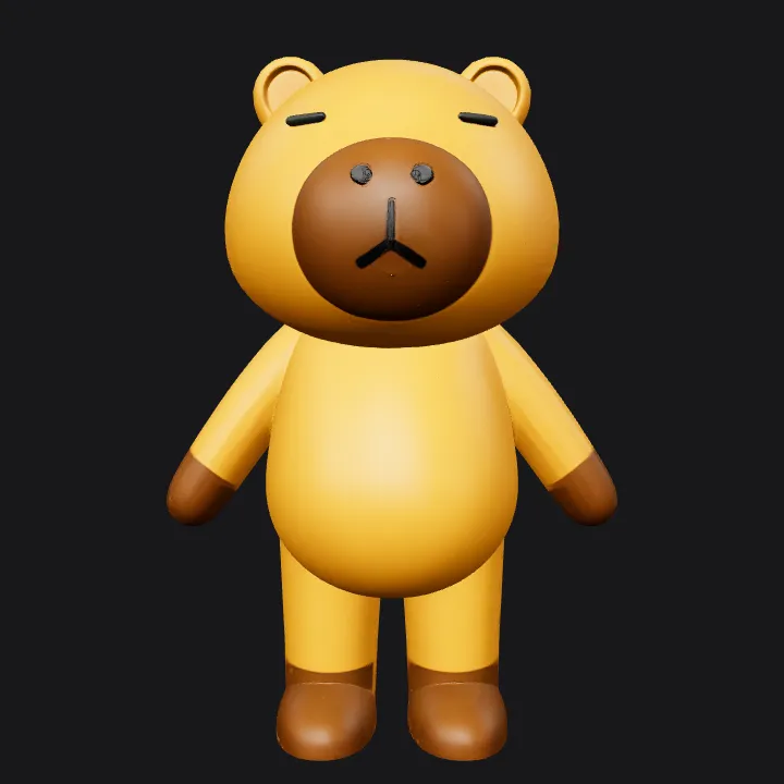 Cartoon bear character standing upright. smooth edges, simple geometry, game-ready, character, symmetric geometry.