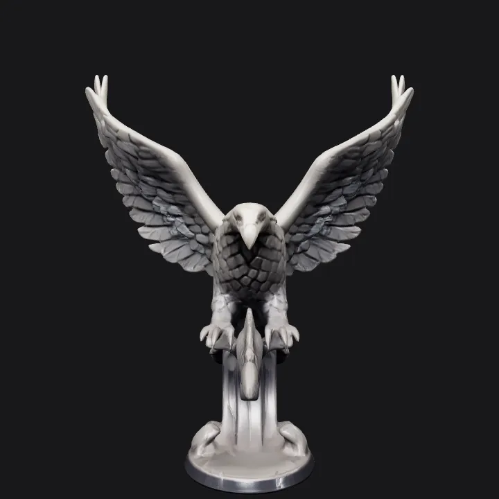 Statue of an eagle with wings spread. sharp edges, complex geometry, game-ready.