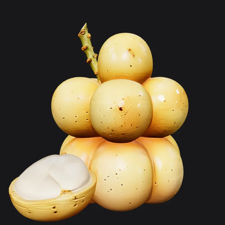 A cluster of yellow langsat fruits. smooth edges, simple geometry.