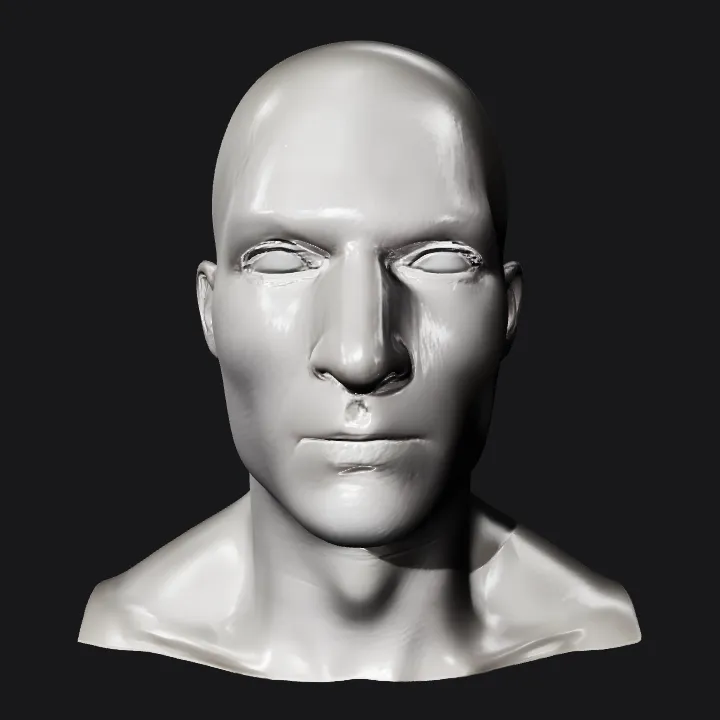 male human upper body and head. smooth edges, complex geometry, character, symmetric geometry.