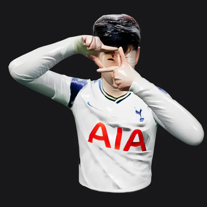 Soccer player in Tottenham Hotspur jersey. smooth edges, complex geometry, character.