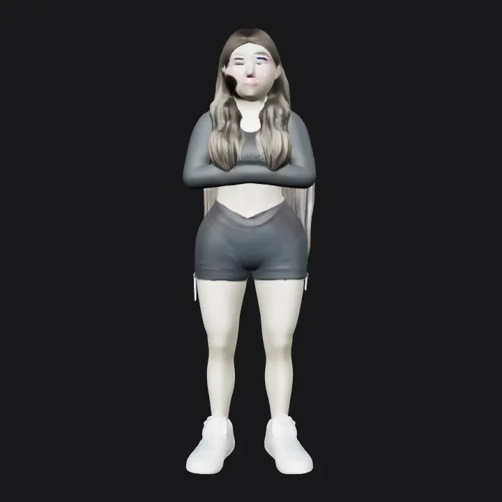 long-haired person in dark clothing. smooth edges, complex geometry, character.