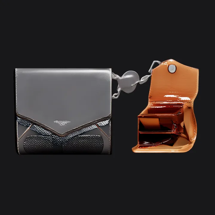 A leather wallet with compartments. smooth edges, simple geometry, symmetric geometry.