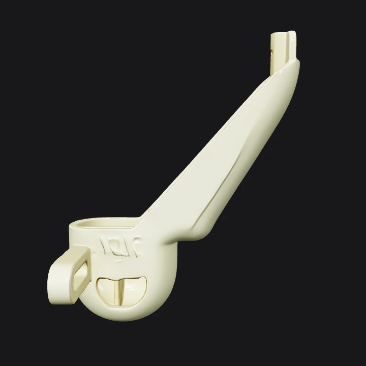 Plastic wall hook with bottle holder. smooth edges, simple geometry, game-ready.