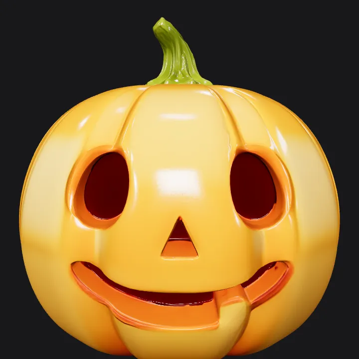 Cartoon pumpkin with facial holes. smooth edges, simple geometry, game-ready, symmetric geometry.