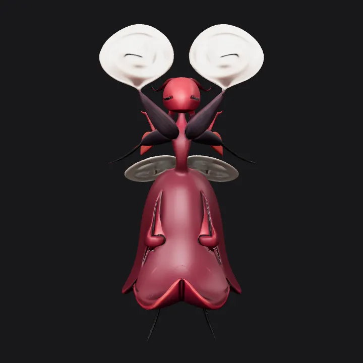Elegant dancing humanoid bug character. smooth edges, complex geometry, character.