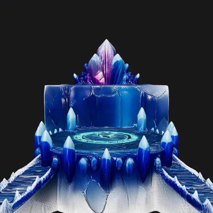 fantasy crystal cavern platform. sharp edges, complex geometry, game-ready, symmetric geometry.