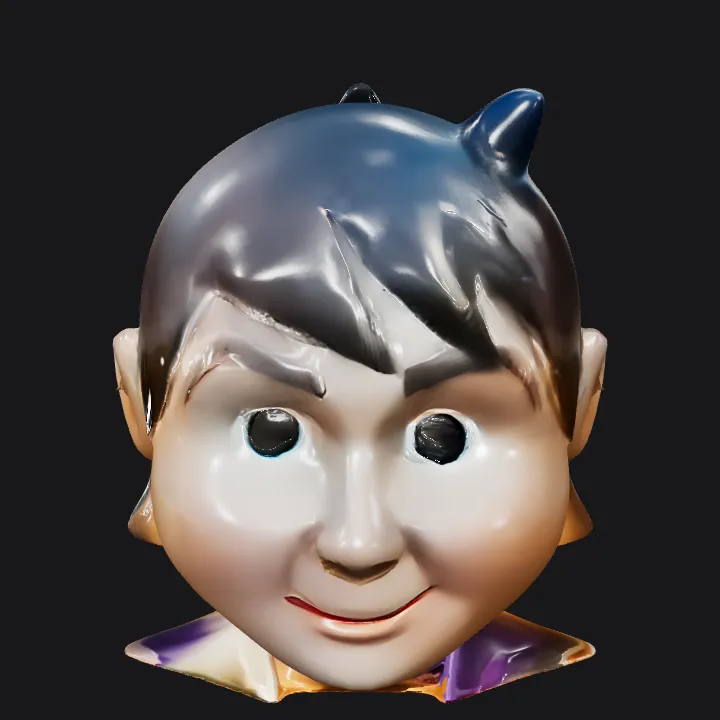 person in black cat cosplay headgear. smooth edges, simple geometry, character, symmetric geometry.