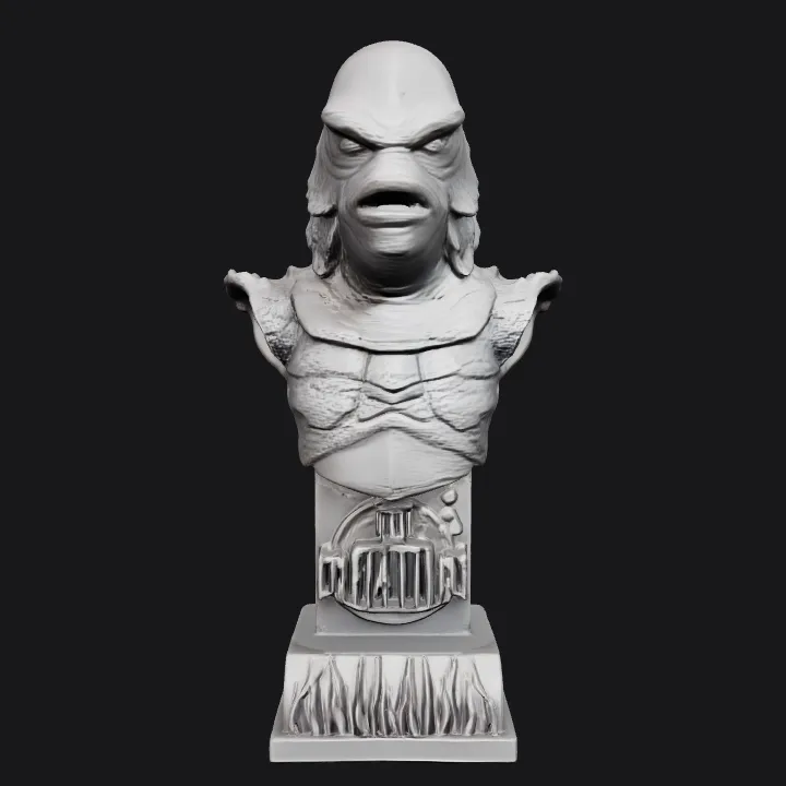 Bust of a creature with scales and fins. smooth edges, complex geometry, character, symmetric geometry.