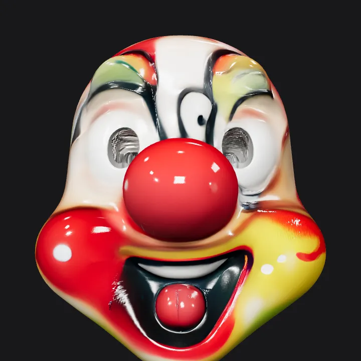 Clown face mask for costume. smooth edges, simple geometry, character, symmetric geometry.