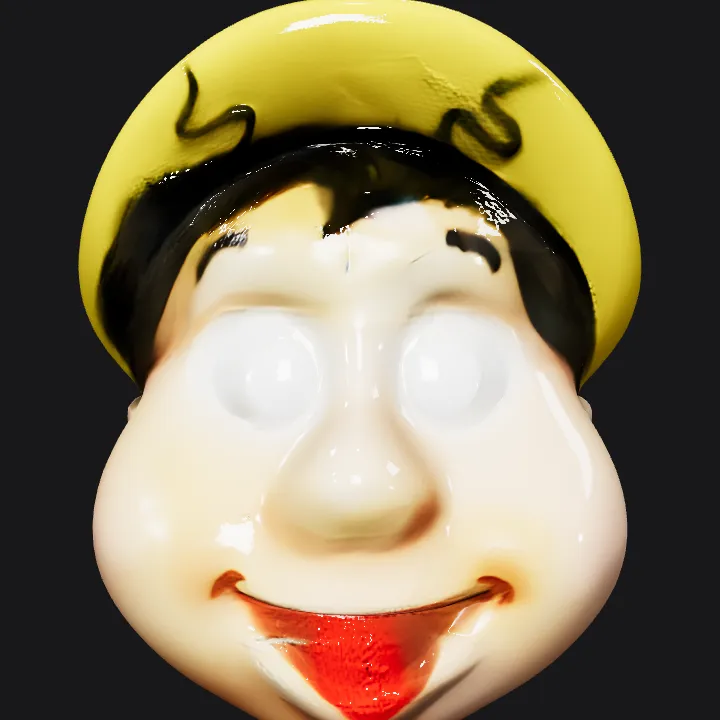 Colorful helmet toy head with ears. smooth edges, simple geometry, character, symmetric geometry.