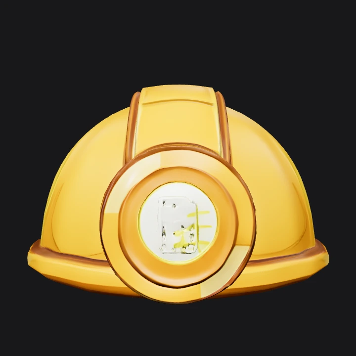 cartoon construction helmet with headlamp. smooth edges, simple geometry, game-ready, symmetric geometry.