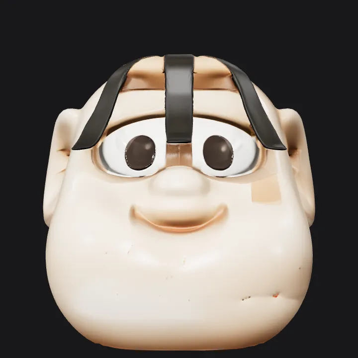 Plastic mask resembling a human face. smooth edges, simple geometry, character, symmetric geometry.