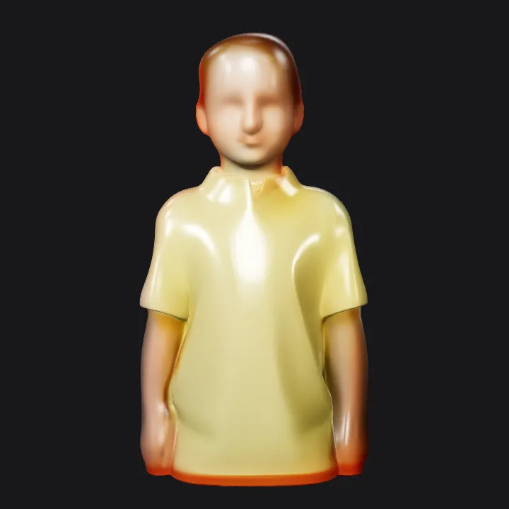 Young child in a yellow shirt. smooth edges, complex geometry, character.