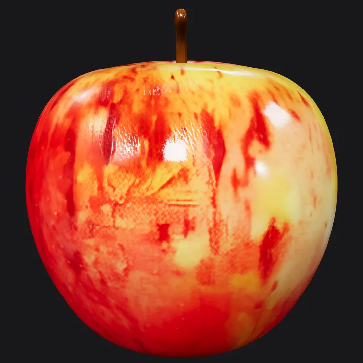 A red apple with a stem. smooth edges, simple geometry, symmetric geometry.