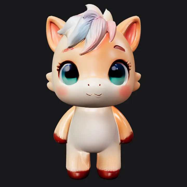 Cute pastel cartoon unicorn character. smooth edges, simple geometry, game-ready, character, symmetric geometry.