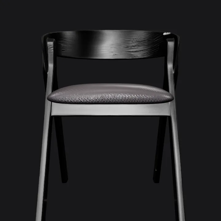 Modern wooden chair with fabric seat. smooth edges, simple geometry, game-ready, symmetric geometry.