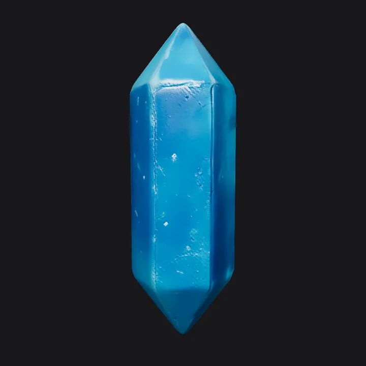 A blue quartz crystal. sharp edges, smooth edges, simple geometry, game-ready, symmetric geometry.