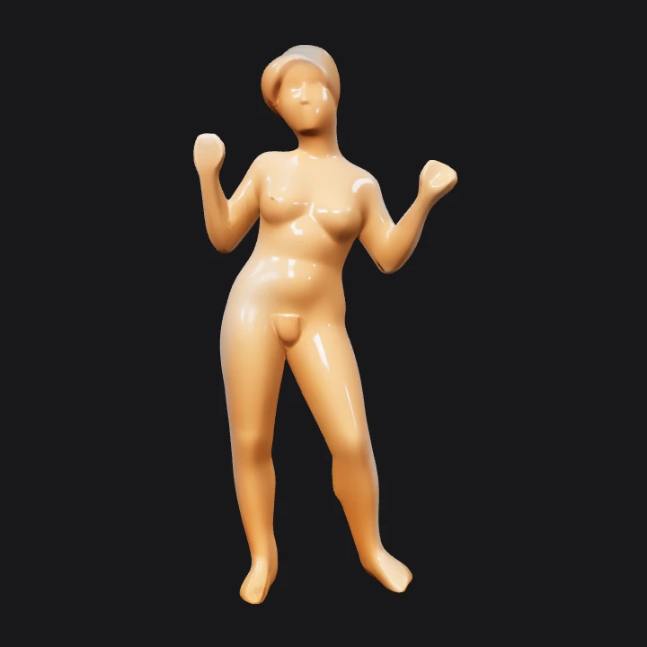 Naked miniature human figure beside ruler. smooth edges, simple geometry, character.