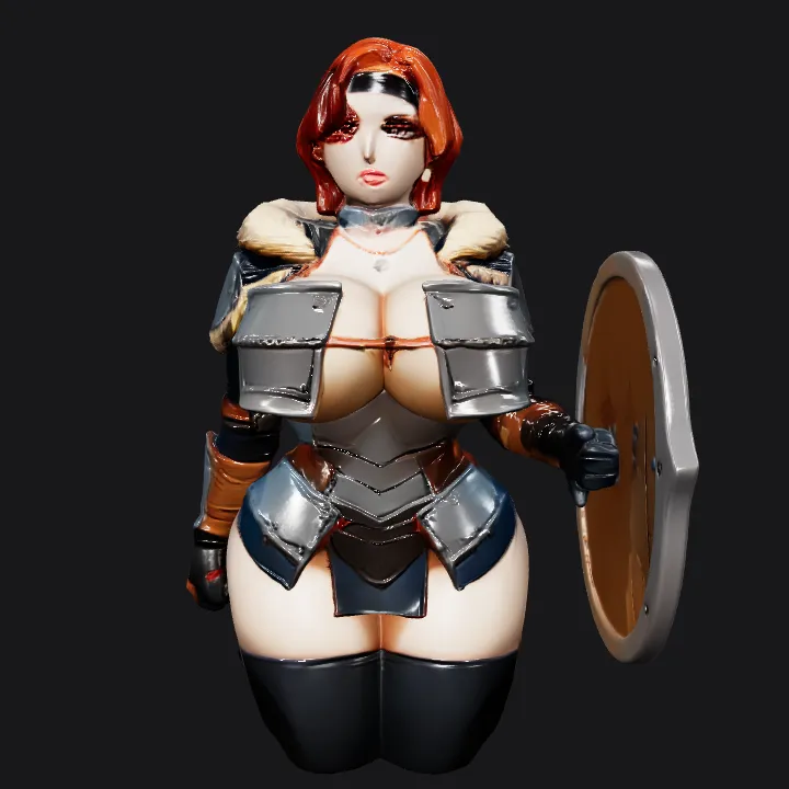 Warrior woman in armored costume. sharp edges, complex geometry, game-ready, character.