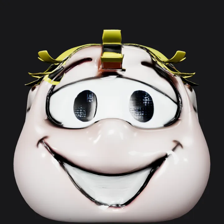 Cartoon smiling face piggy bank. smooth edges, simple geometry, symmetric geometry.