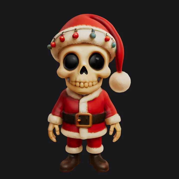 Santa Claus cartoon figurine. smooth edges, simple geometry, game-ready, character, symmetric geometry.