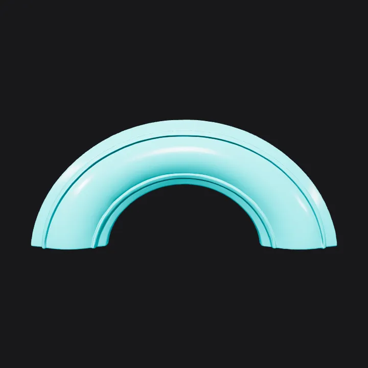 a cyan curved band or arc. sharp edges, simple geometry.