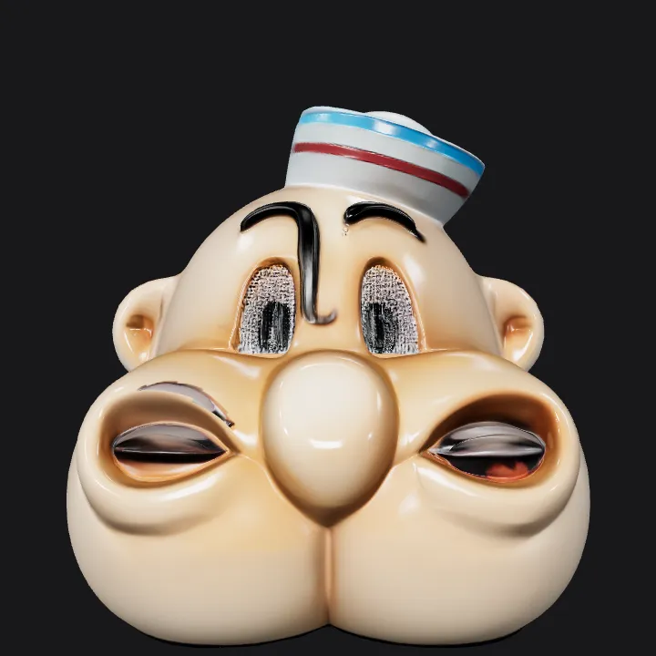 Piggy bank with sailor hat. smooth edges, simple geometry, character, symmetric geometry.