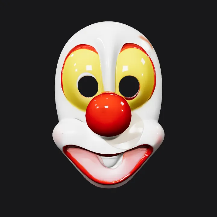 Cartoon clown face mask. smooth edges, simple geometry, character, symmetric geometry.