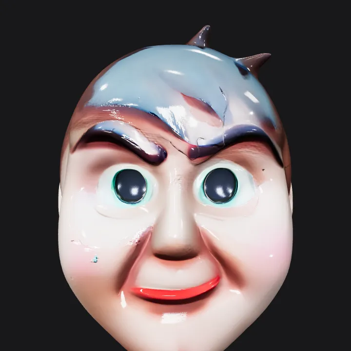 Cartoon character head statue, back view. smooth edges, simple geometry, game-ready, character, symmetric geometry.