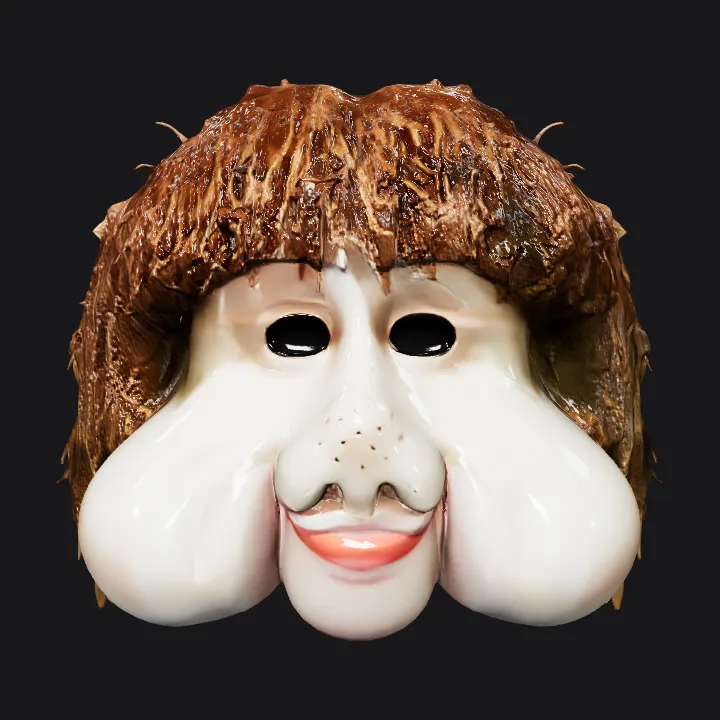 Red cheerleading pom pom. smooth edges, simple geometry, symmetric geometry.