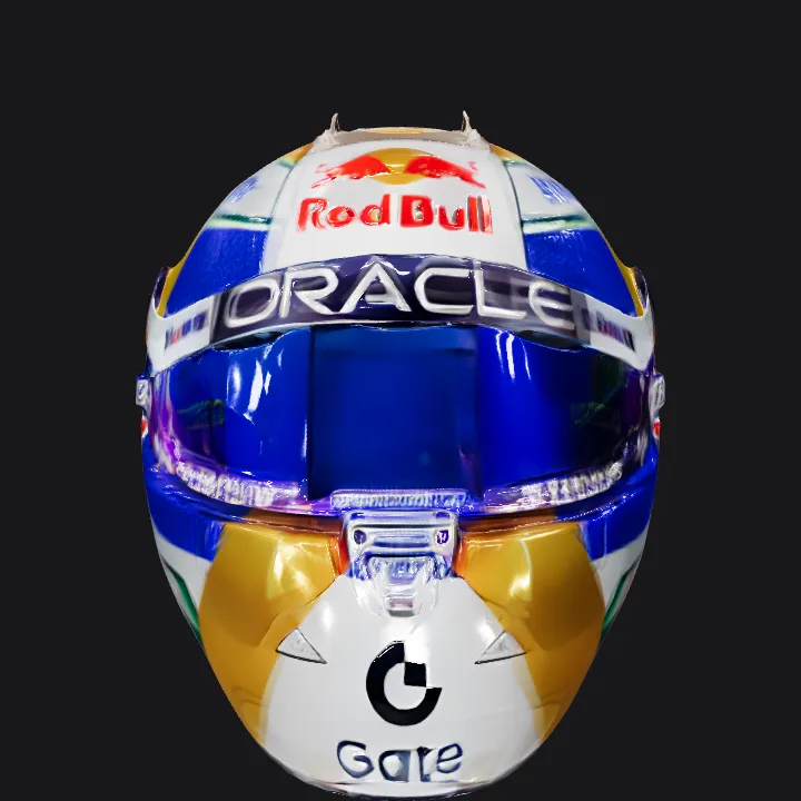 Racing helmet with Red Bull branding. smooth edges, complex geometry, game-ready, symmetric geometry.