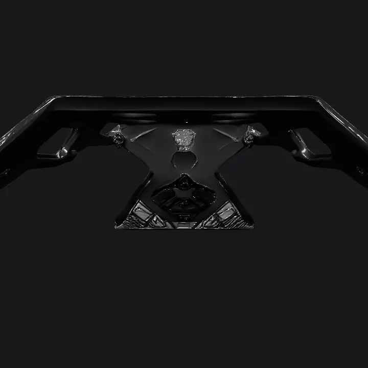 Metal mounting bracket with cutouts. sharp edges, simple geometry, symmetric geometry.