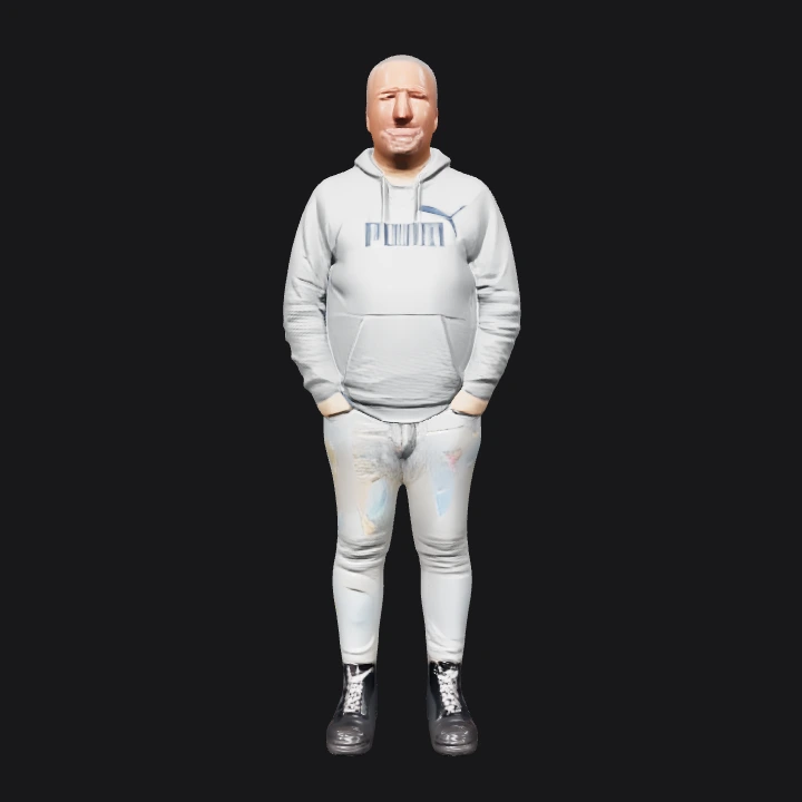 Adult male standing sideways. smooth edges, complex geometry, character.