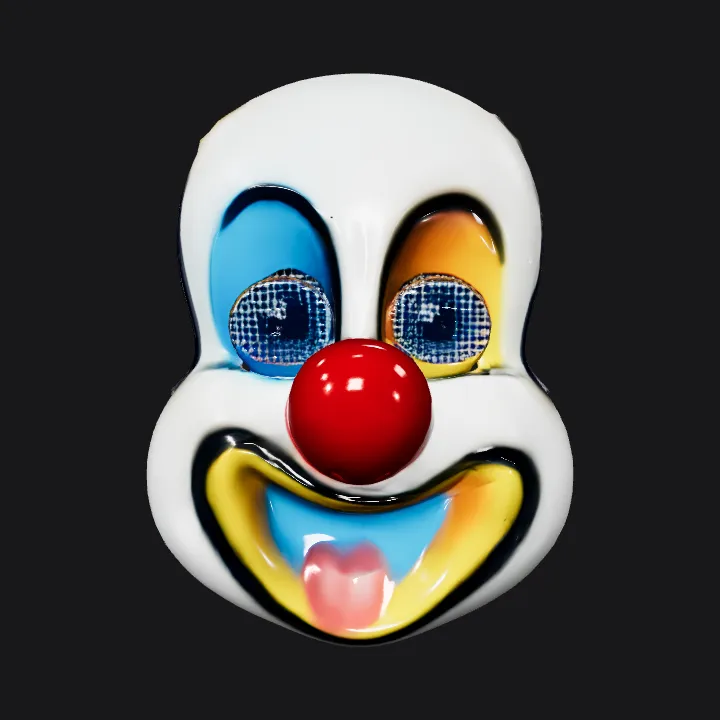 cartoon clown face mask. smooth edges, simple geometry, character, symmetric geometry.