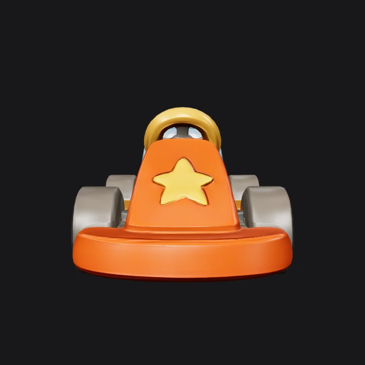 cartoon go-kart vehicle side view. smooth edges, simple geometry, game-ready, symmetric geometry.