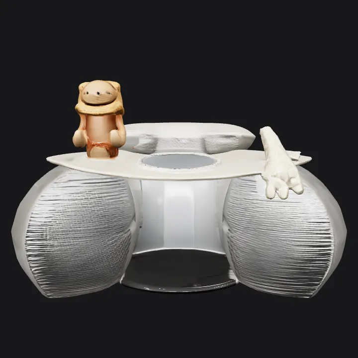 Baby support pillow with toys and mirror. smooth edges, complex geometry, symmetric geometry.