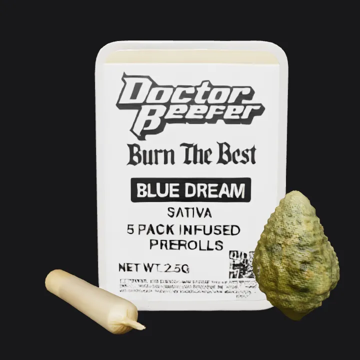 Cannabis product packaging with pre-roll and bud. simple geometry, sharp edges, game-ready, symmetric geometry.