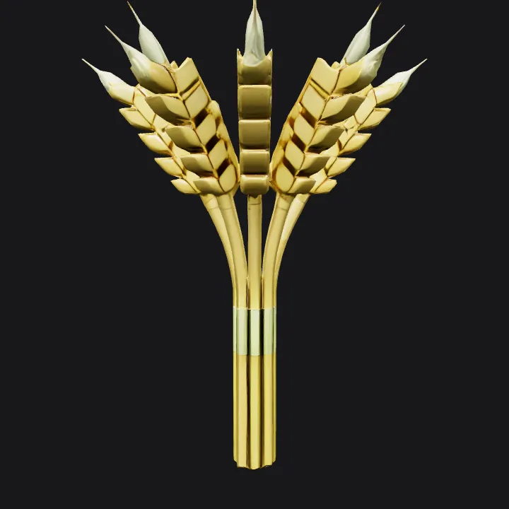 A bundle of stylized wheat stalks. sharp edges, simple geometry, game-ready, symmetric geometry.