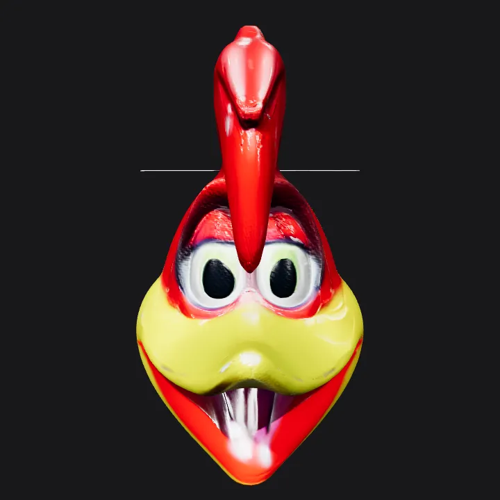 Woodpecker cartoon character mask. smooth edges, complex geometry, character.