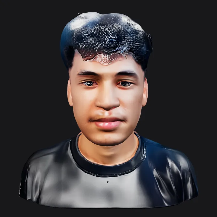 A person standing indoors. smooth edges, complex geometry, character.