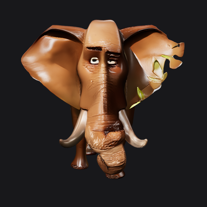 African elephant standing with curved tusks. complex geometry, smooth edges.